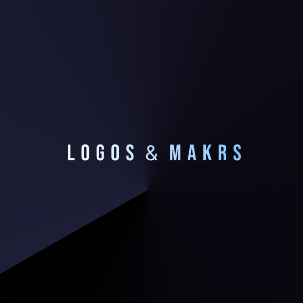 A background with a gradient from dark blue to black with the text in the center: Logos & Marks